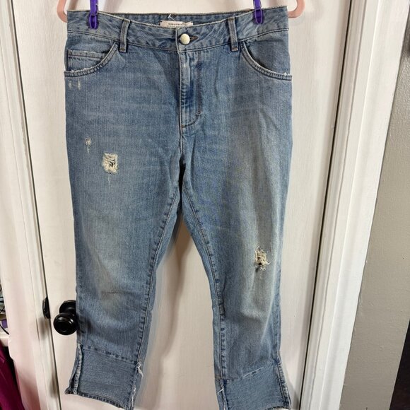 Dorothee Schumacher Distressed Cropped Jeans with Raw Hem & Split Cuffs Size 2 - Picture 2 of 9